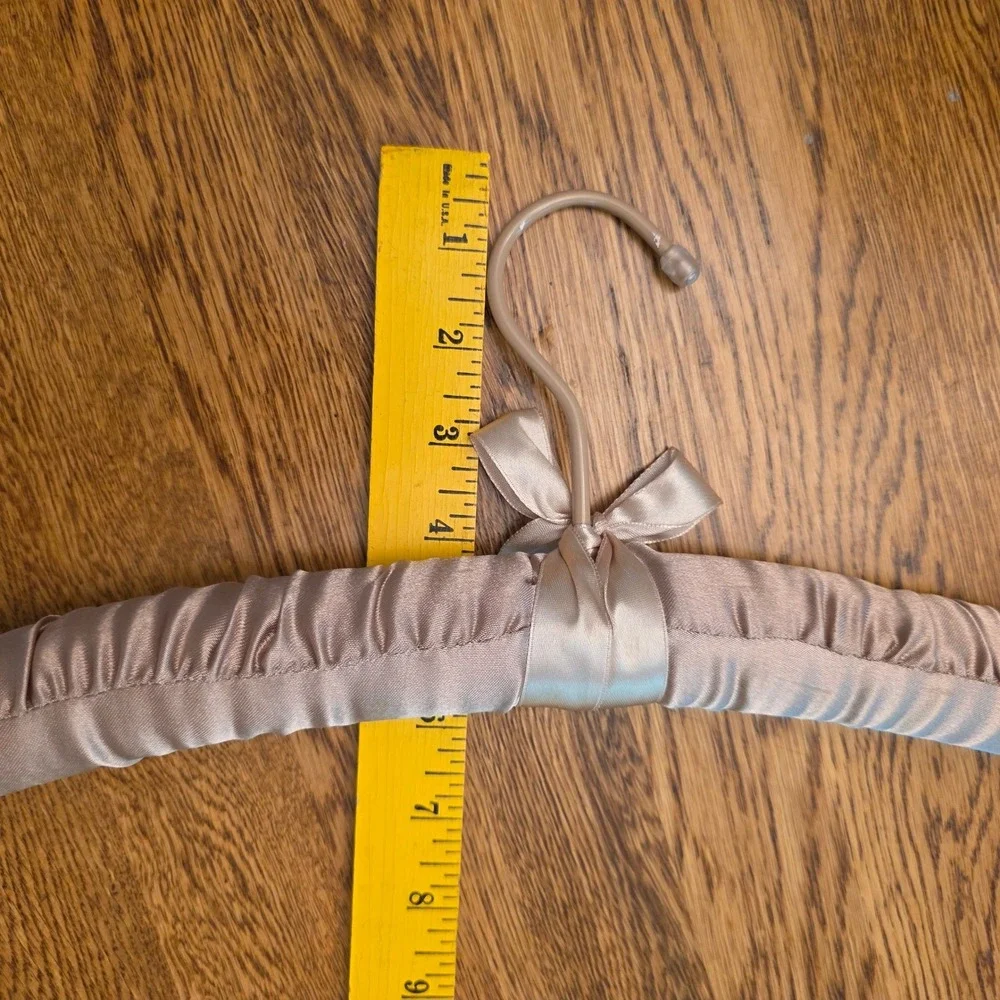 Champagne Taupe Satin Padded Hanger with Bow Detail for Delicates 15.5 Inch VTG